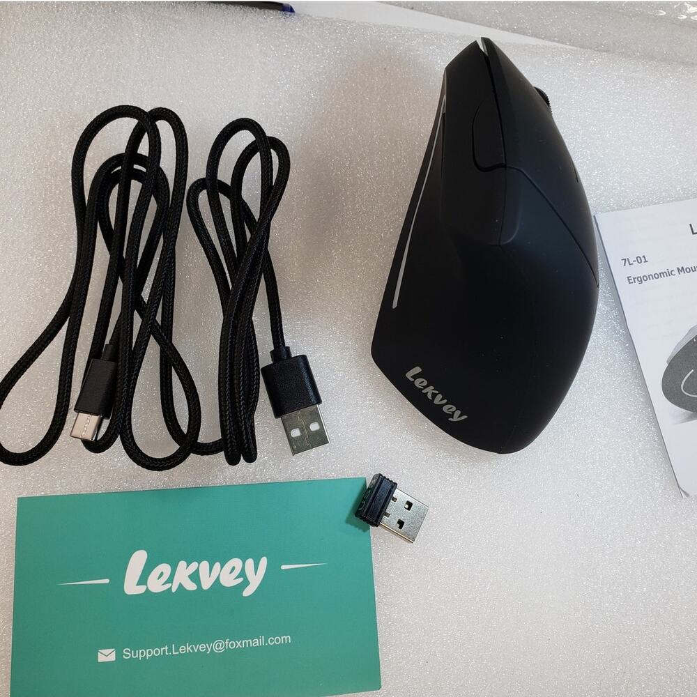 Lekvey Ergonomic Mouse, Vertical Wireless Mouse - Rechargeable 2.4GHz Optical